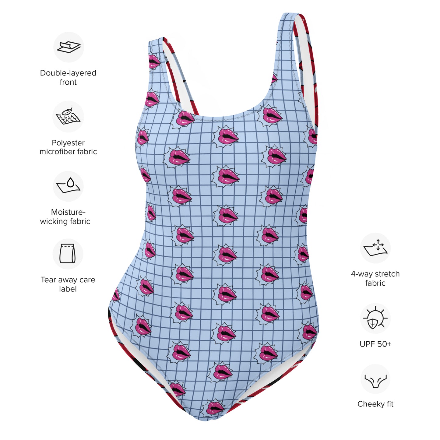 Summer-Lip One-Piece Swimsuit