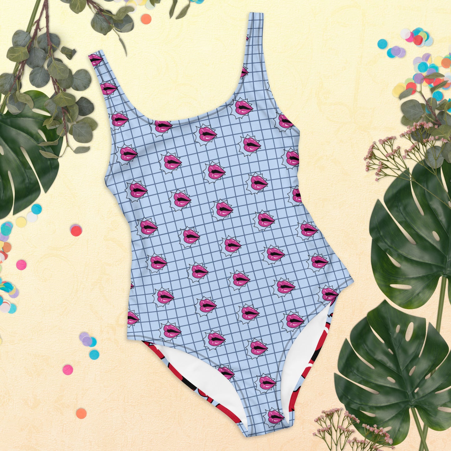 Summer-Lip One-Piece Swimsuit