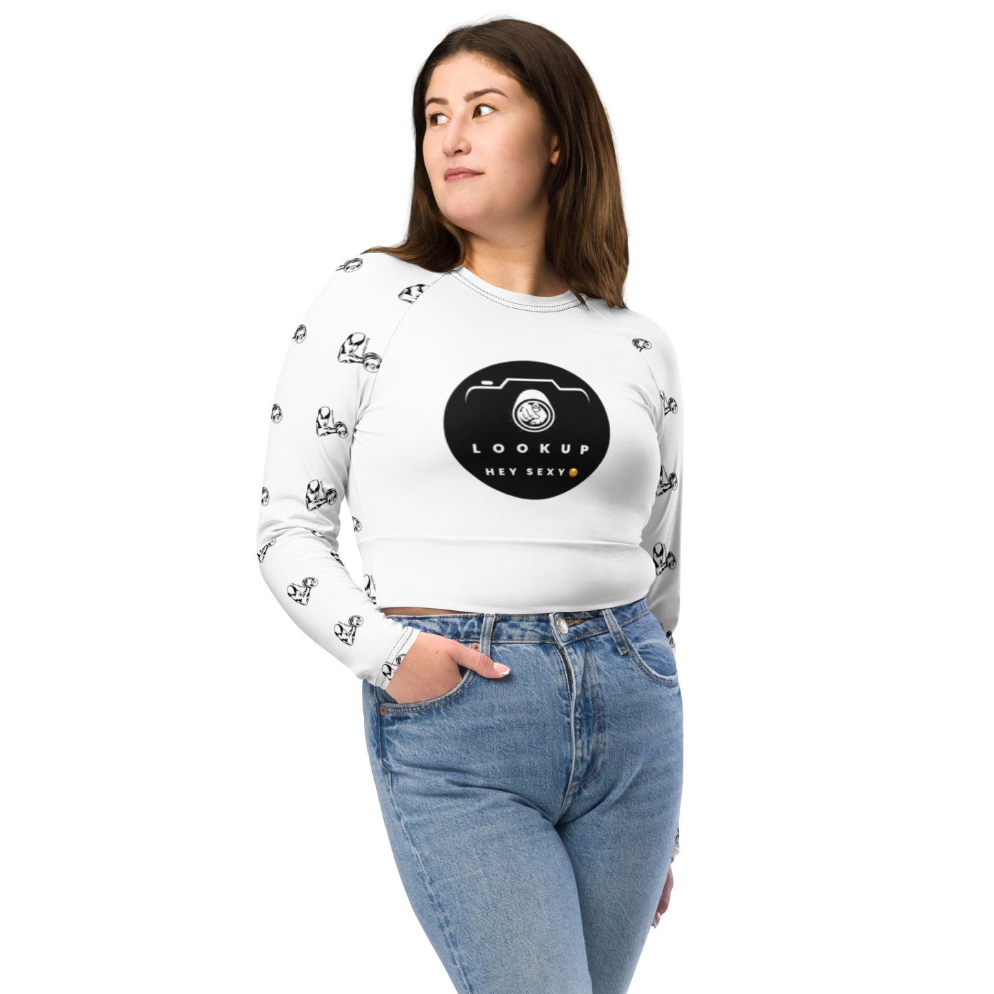 Recycled long-sleeve crop top