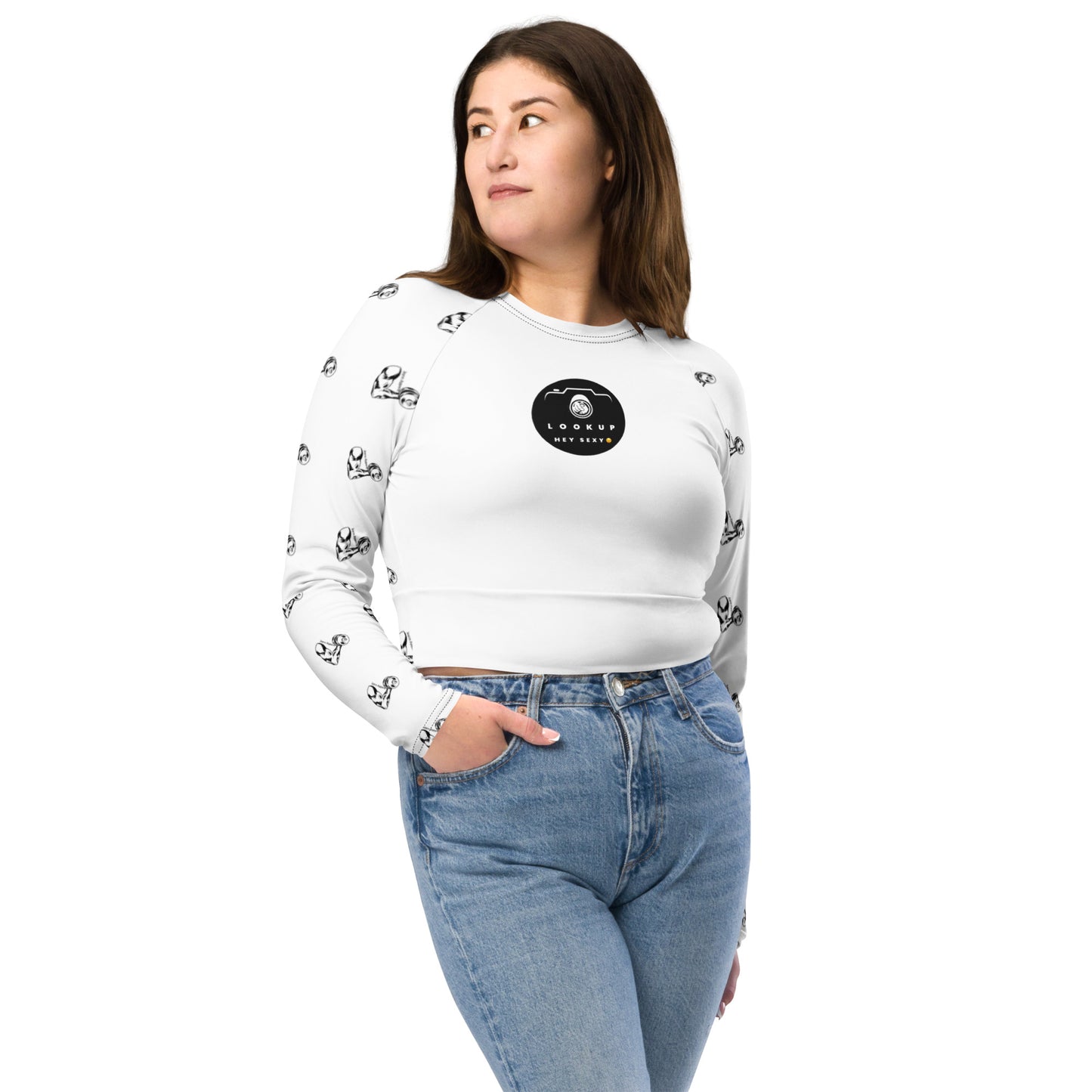 Recycled long-sleeve crop top